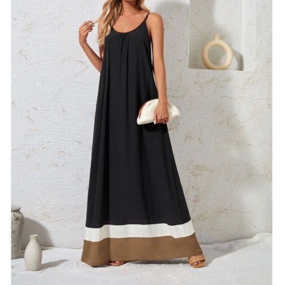 Dresses & Skirts - Boho Color block Open Back Cami Dress